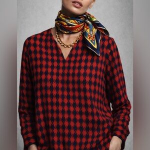 Arlene Andrews Vintage Wool Jacquard Blouse Fits Modern size 12 (Tagged 14)